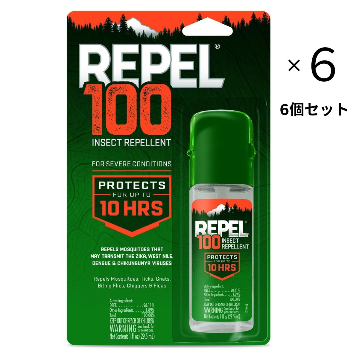 【エクスプレス便】【6個セット】REPEL100 Insect Repellent Pump Spray 1oz 最大10時間 リペル100 29.5ml(1オンス) ×6個