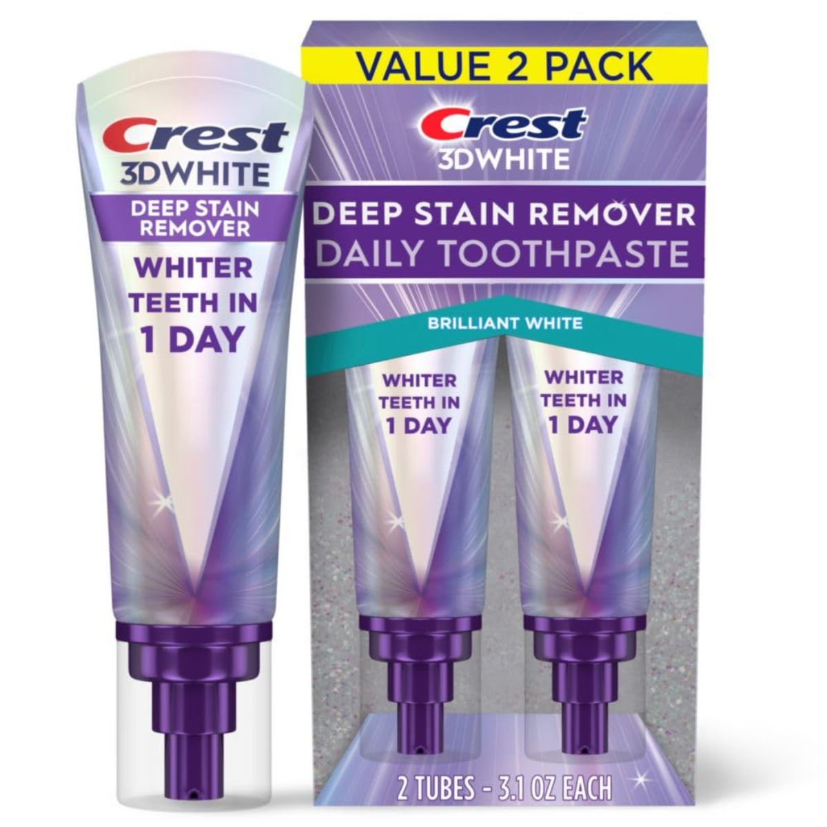 【エクスプレス便】 Crest 3DWhite Brilliance Deep Stain Remover Brilliant White Toothpaste - 3.1oz/2pk クレスト 3Dホワイト ブリリアンス ディープステインリムーバー ブリリアントホワイト 歯磨き粉 - 87g/2パック ホワイトニング 白い歯 笑顔 新作