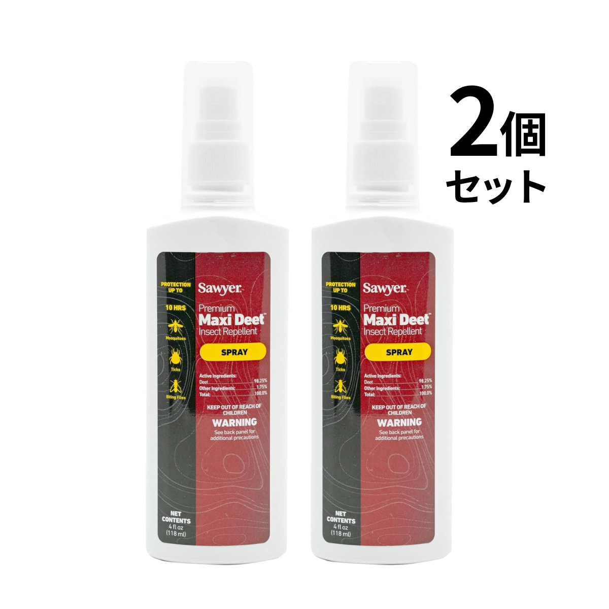 【エクスプレス便】ソーヤー プレミアム マックス 4oz 118ml 2個セット Sawyer Products Premium MAXI DEET 100% DEET Insect Repellent -pack of 2 ウルトラソン