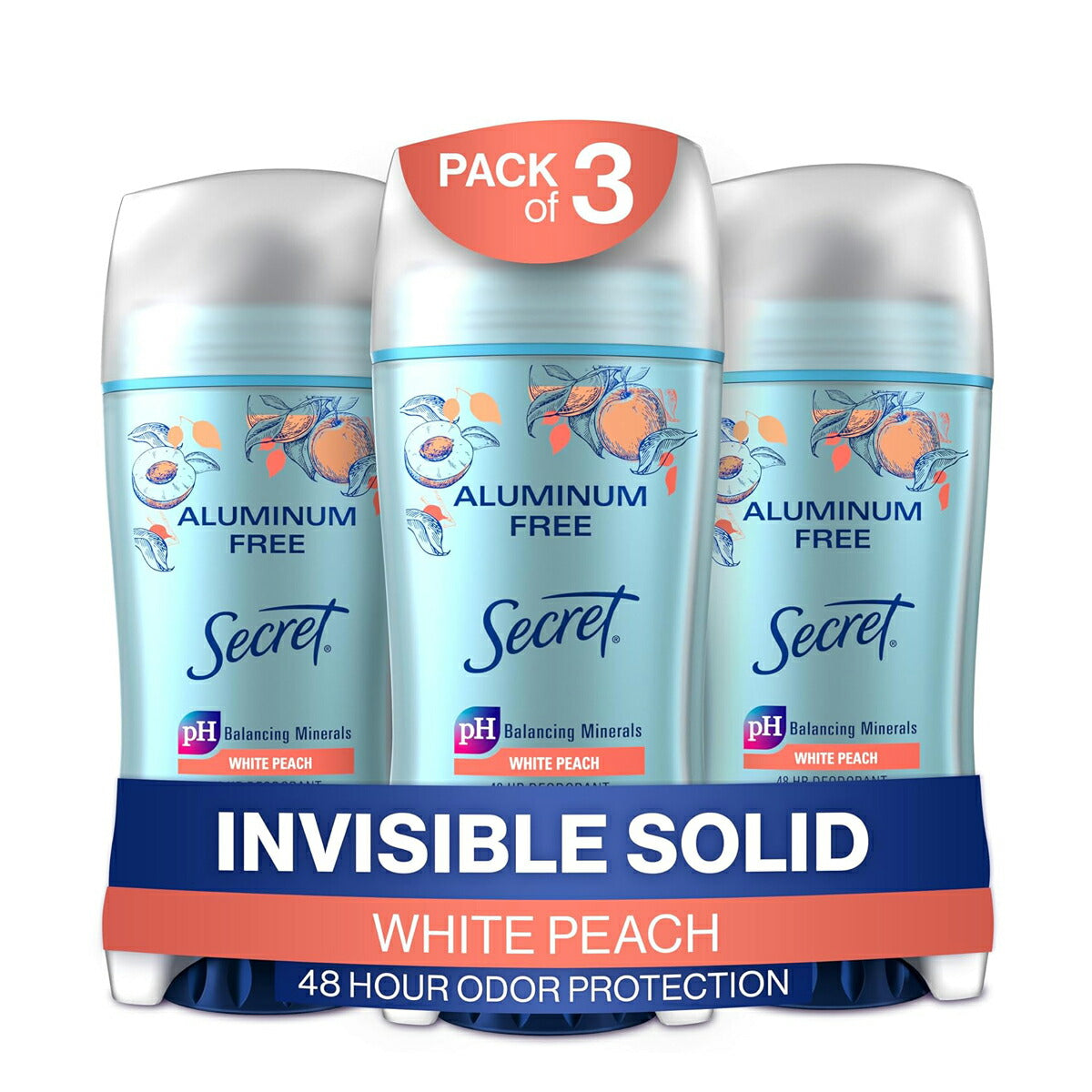 【エクスプレス便】【お得な3本セット】シークレット アルミニウムフリー デオドラント ホワイトピーチ 68gSecret Aluminum Free Deodorant for Women White Peach 2.4 oz (Pack of 3)女性用 デオドラント アルミフリー 桃の香り