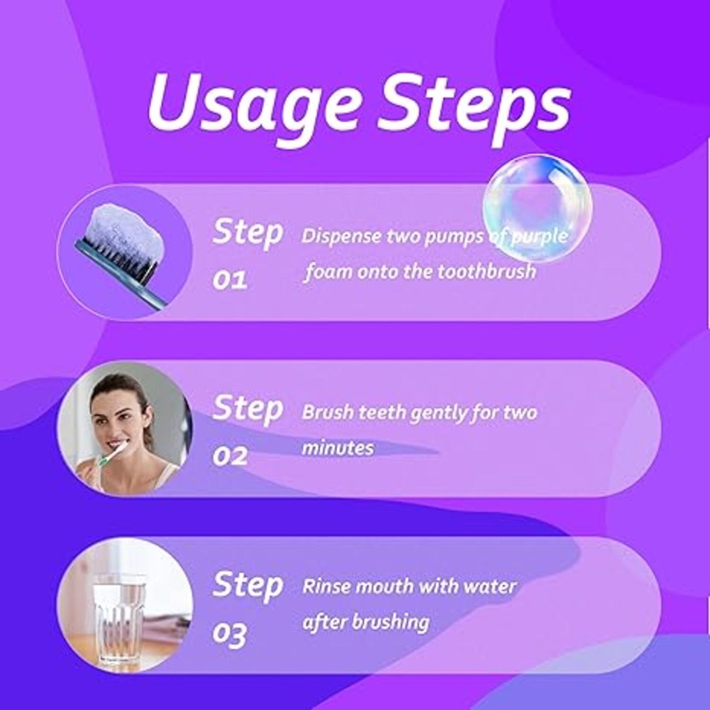 【追跡可能海外メール便】 GlorySmile Purple Foam Toothpaste for Teeth Whitening グローリースマイル パープルフォーム ホワイトニング歯磨き粉 50ml / 1.75oz 紫色のホワイトニング歯磨き粉 ホワイトニング 白い歯