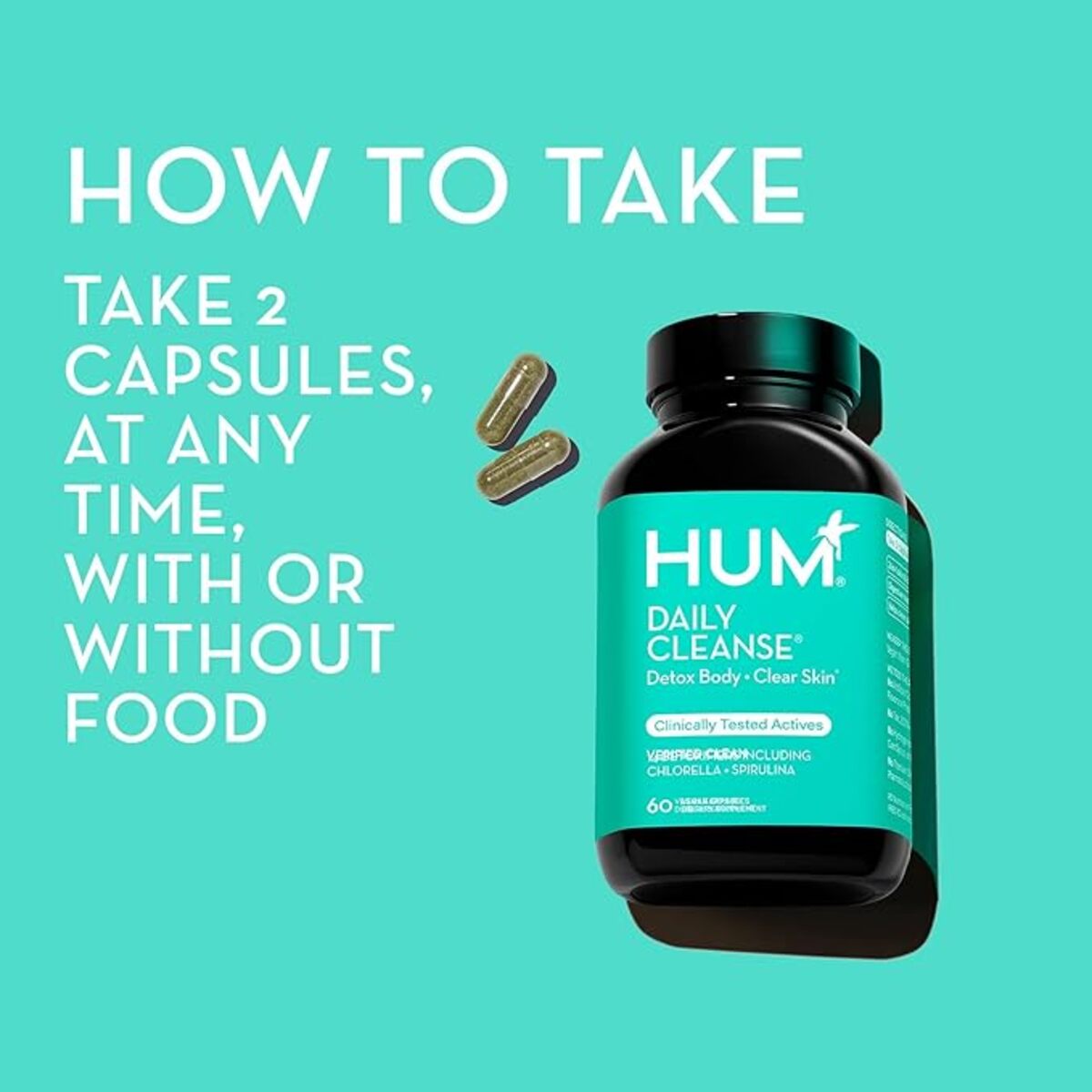 【追跡可能海外メール便】HUM Daily Cleanse Acne Supplements 30日分 デイリークレンズ ニキビケアサプリメント 消化改善サポート クロレラ・スピルリナ・オーガニック藻類・デトックスハーブ・ビタミン・ミネラル配合 美肌ケア