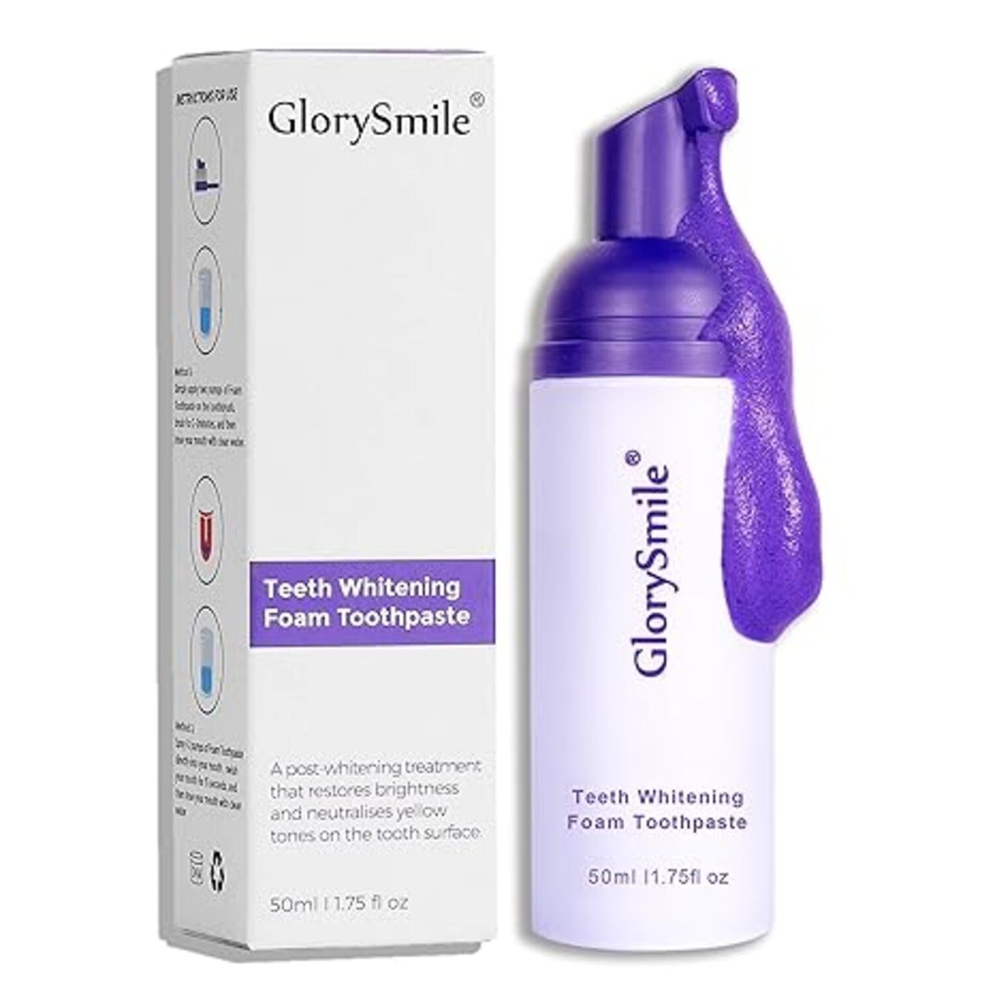 【追跡可能海外メール便】 GlorySmile Purple Foam Toothpaste for Teeth Whitening グローリースマイル パープルフォーム ホワイトニング歯磨き粉 50ml / 1.75oz 紫色のホワイトニング歯磨き粉 ホワイトニング 白い歯