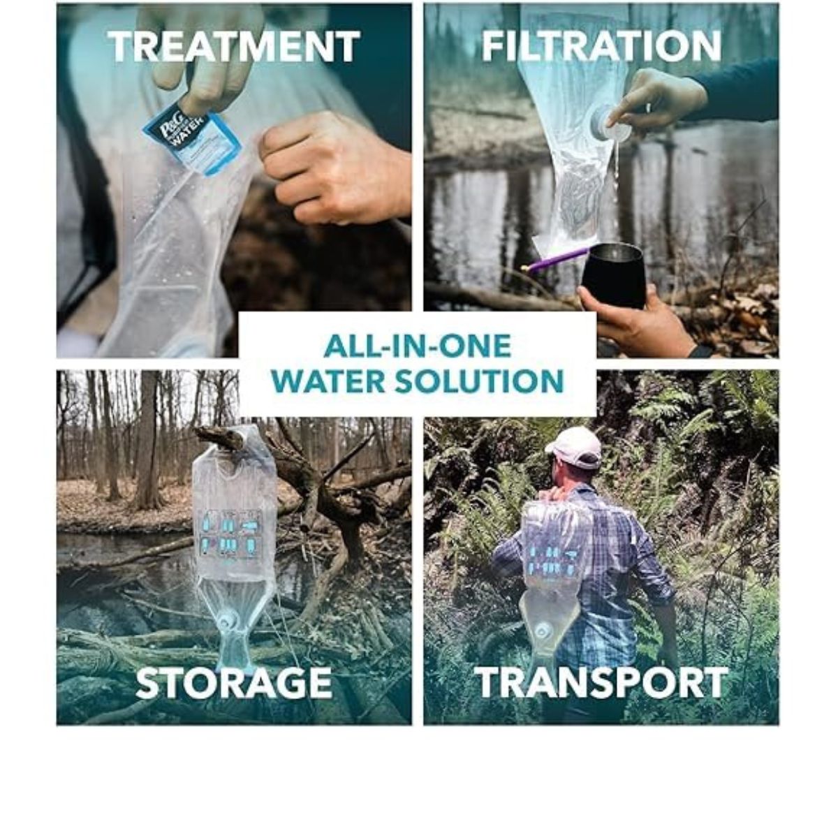 【エクスプレス便】重力式 浄水器 袋 携帯用 防災グッズ 浄水パケット 12個付き キャンプ ハイキング 緊急用のポータブル浄水システム Puribag Gravity Water Filter - Portable Water Filtration System