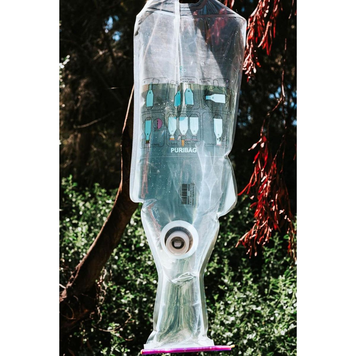 【エクスプレス便】重力式 浄水器 袋 携帯用 防災グッズ 浄水パケット 12個付き キャンプ ハイキング 緊急用のポータブル浄水システム Puribag Gravity Water Filter - Portable Water Filtration System