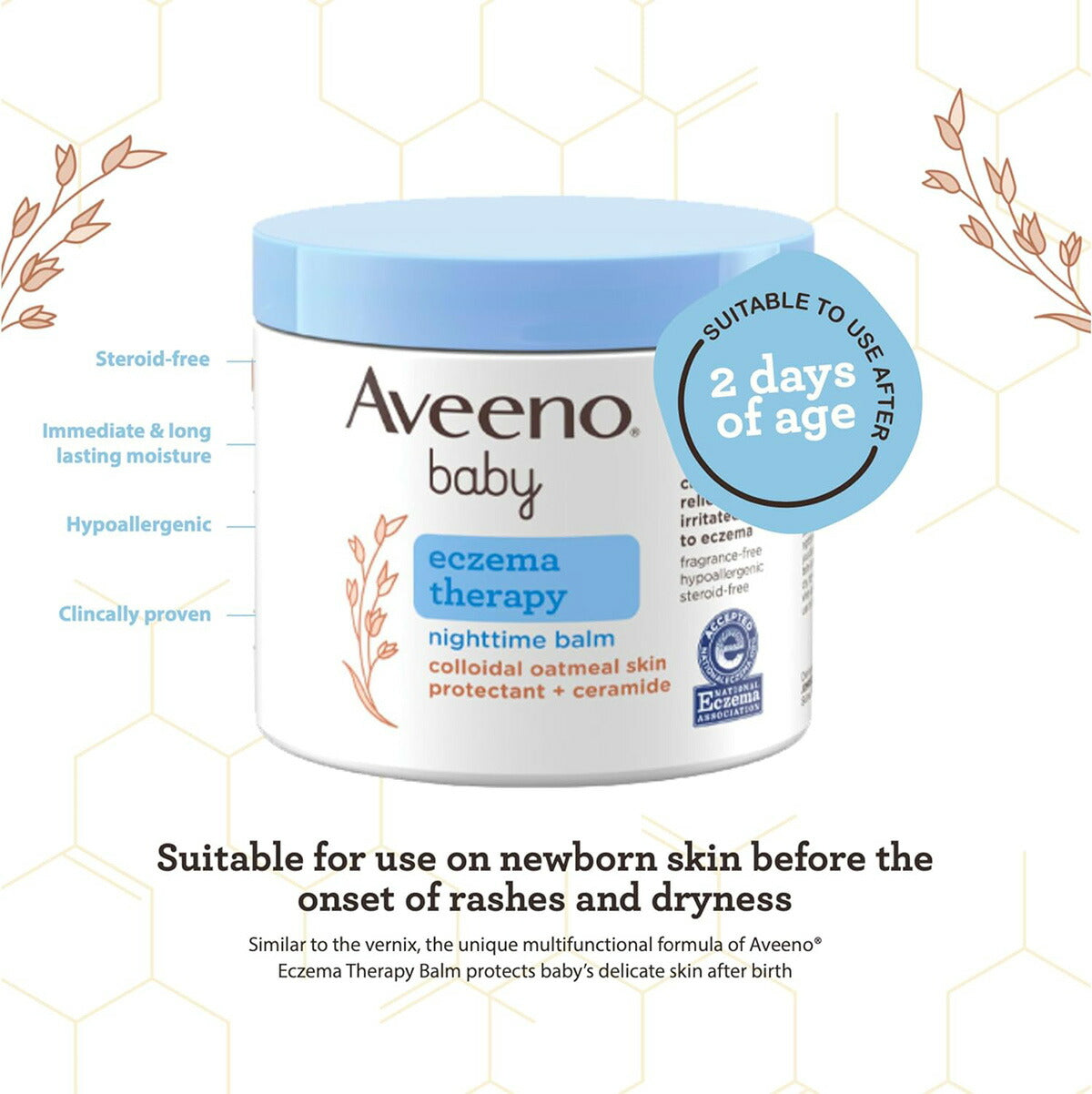 【エクスプレス便】Aveeno Baby Eczema Therapy Nighttime Moisturizing Body Balm 11oz 312g アヴィーノ 夜間用 ベイビー エクゼマセラピー ボディバーム ベビー 湿疹 乳児湿疹