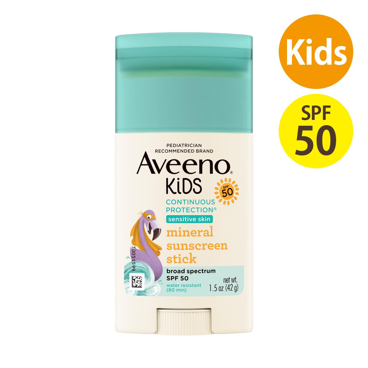 【追跡可能海外メール便】 アビーノ キッズ ミネラルサンスクリーン スティック SPF50 42g Aveeno Kids Mineral Sunscreen , SPF 50 1.5oz 子ども 日焼け止め スティック キッズ 100%ミネラル 耐水 パラベンフリー