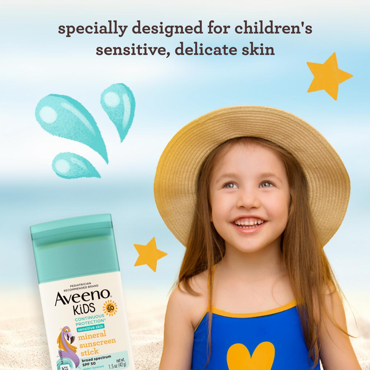 【追跡可能海外メール便】 アビーノ キッズ ミネラルサンスクリーン スティック SPF50 42g Aveeno Kids Mineral Sunscreen , SPF 50 1.5oz 子ども 日焼け止め スティック キッズ 100%ミネラル 耐水 パラベンフリー