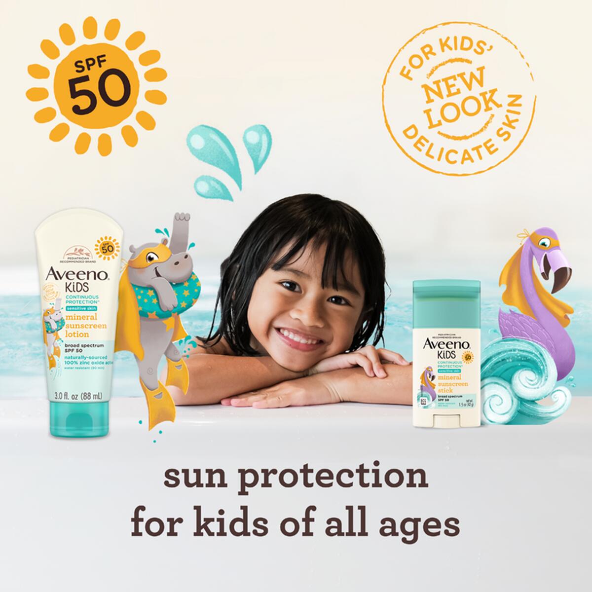 【追跡可能海外メール便】 アビーノ キッズ ミネラルサンスクリーン スティック SPF50 42g Aveeno Kids Mineral Sunscreen , SPF 50 1.5oz 子ども 日焼け止め スティック キッズ 100%ミネラル 耐水 パラベンフリー