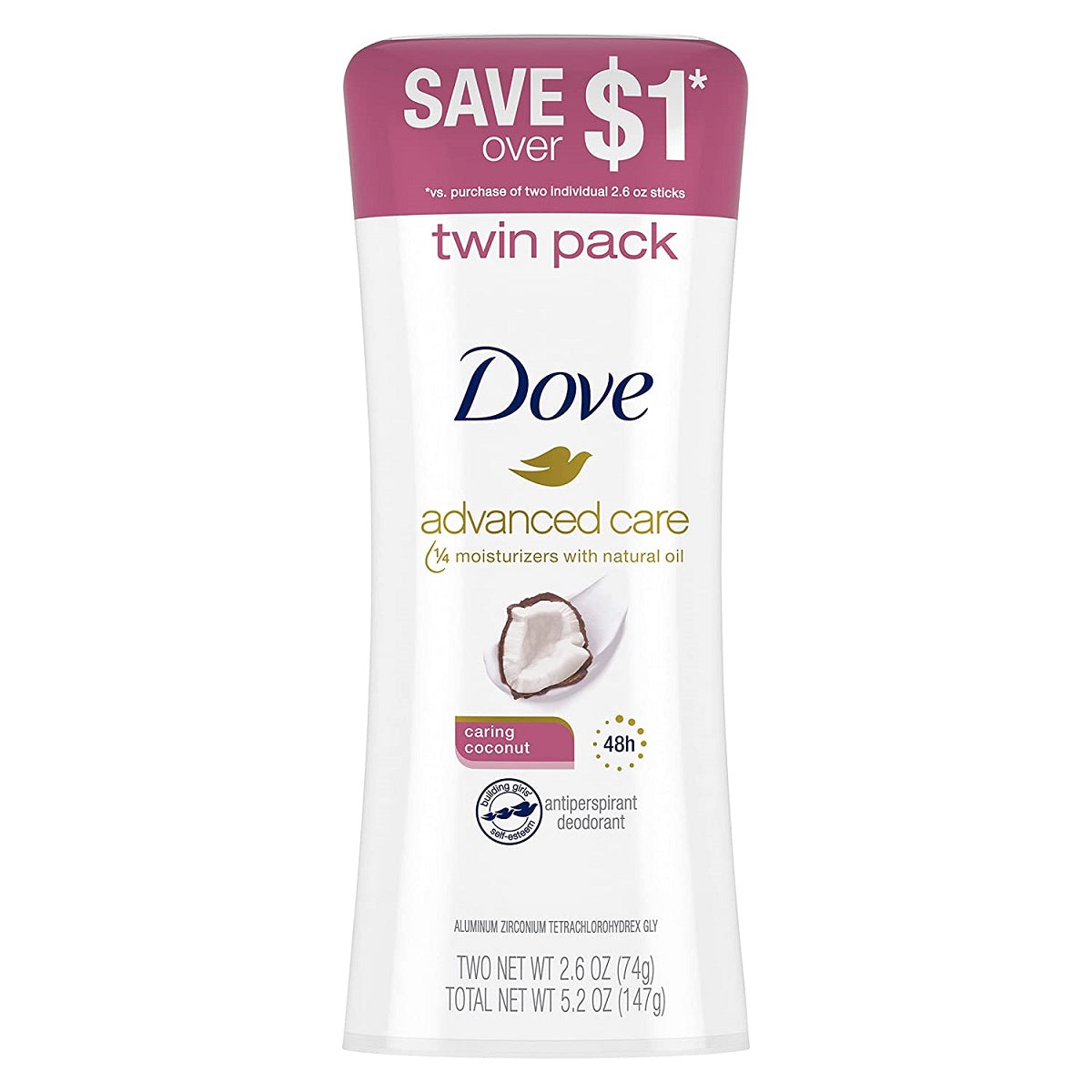 【エクスプレス便】【お得な2本セット】Dove Advanced Care Antiperspirant Deodorant Stick Caring Coconut 2.6oz pack of 2ダヴ アドバンスドケア 制汗剤 デオドラントスティック ココナッツ 74g(2本セット)スティックタイプ 汗・匂いの悩み 女性用
