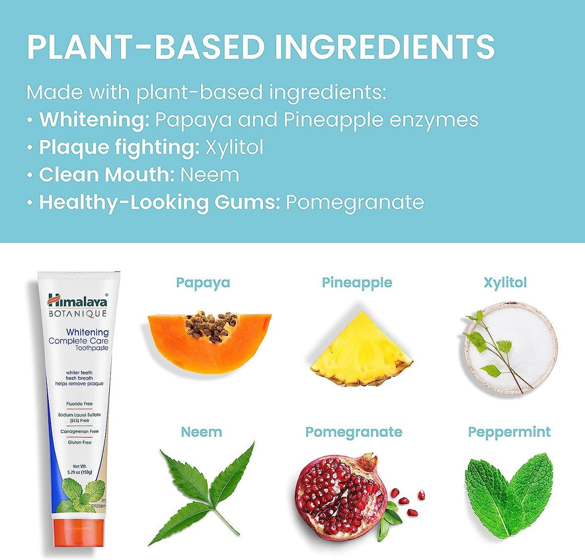 【追跡可能海外メール便】Himalaya Botanique Complete Care Whitening Toothpaste, Simply Peppermint 5.29 oz ヒマラヤボタニーク コンプリートケア ホワイトニング歯磨き粉 ペパーミント 150gホワイトニング 白い歯