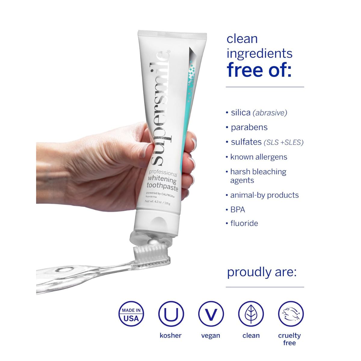 【追跡可能海外メール便】スーパースマイル プロフェッショナル ホワイトニング 歯磨き粉  フッ素不使用  119g オリジナルミント<br> Supersmile Professional Teeth Whitening Toothpaste - Fluoride Free 4.2oz