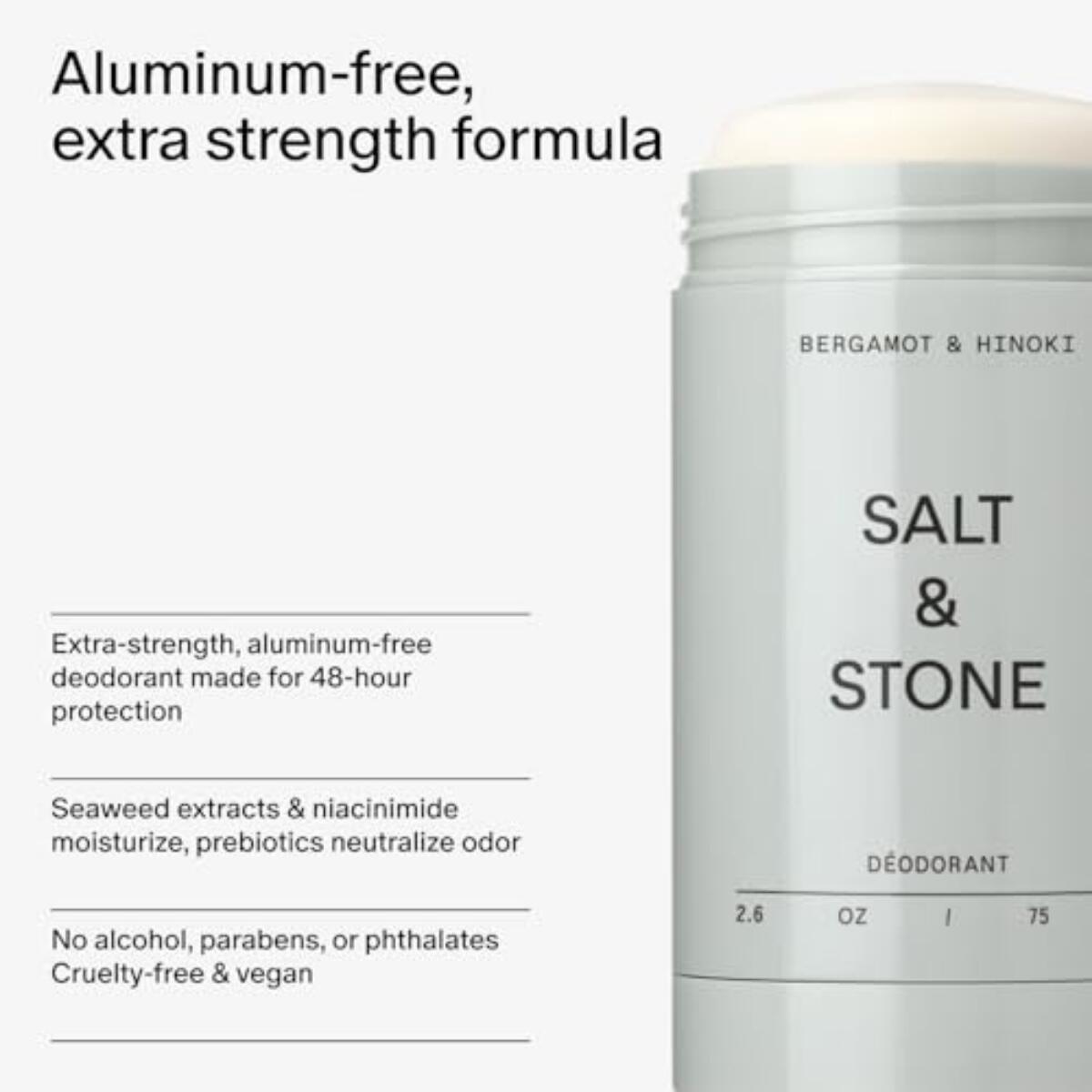 【エクスプレス便】SALT & STONE デオドラント(ベルガモット&ヒノキの香り)アルミニウムフリー 男女兼用 シアバター配合 クルエルティフリー 2.6 oz SALT & STONE Aluminum Free Deodorant Bergamot & Hinoki