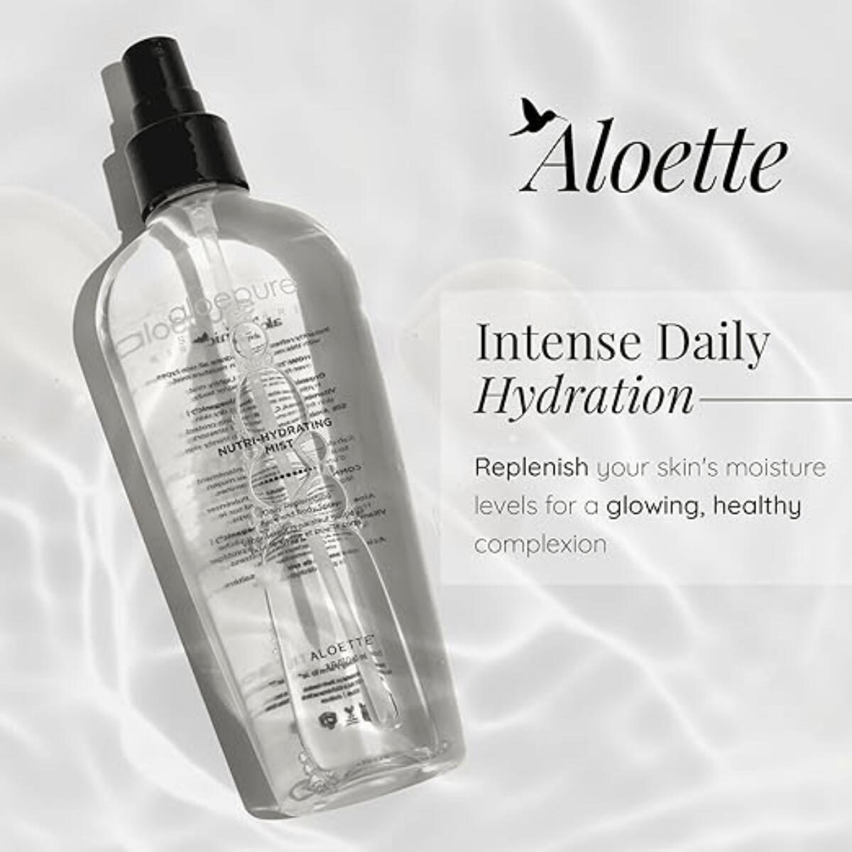 【エクスプレス便】Aloette ハイドレイティング ミスト アフターサン スプレー アロエベラ 配合 ビタミン A・E・C・B5 配合 フェイシャル & ボディミスト 237ml Aloette Nutri-Hydrating Mist After Sun Spray 8oz