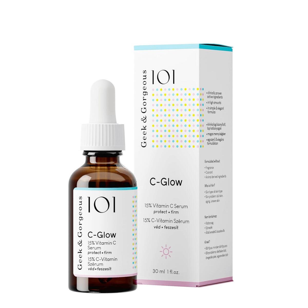 【追跡可能海外メール便】Geek & Gorgeous C-Glow セラム 30ml Geek & Gorgeous C-Glow Vitamin C + Ferulic acid & Vitamin E Serum 1 oz ビタミンC ビタミンE 配合 透明感 美容液