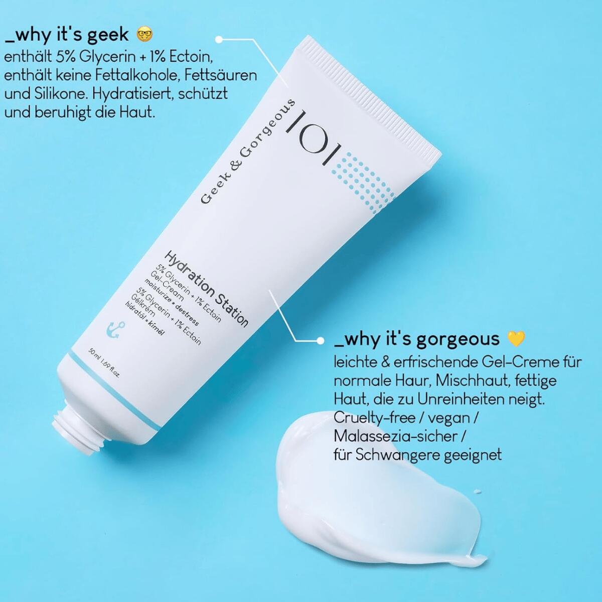 【追跡可能海外メール便】Geek & Gorgeous ハイドレーション ステーション ジェルクリーム 50ml Geek & Gorgeous Hydration Station Lightweight Refreshing Gel Cream 1.69 oz 保湿クリーム アルコールフリー ヴィーガン