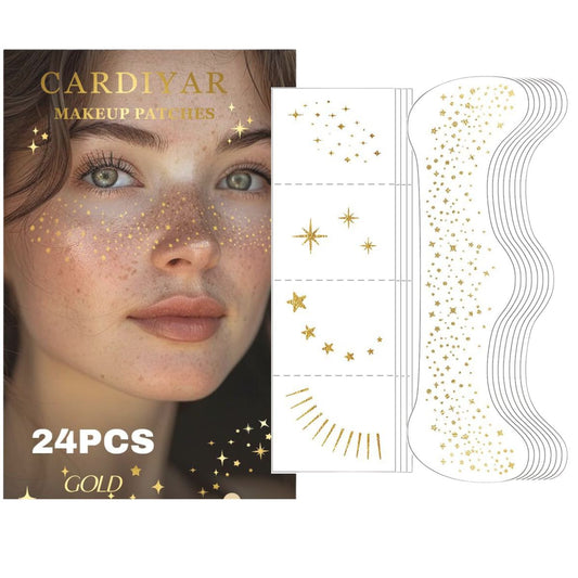 【追跡可能海外メール便】そばかす メイク ラメ きらきら タトゥーシール 防水 ゴールド  24枚セット ゴールド Glitter Freckles Face Tattoo - 24PCS Waterproof Gold