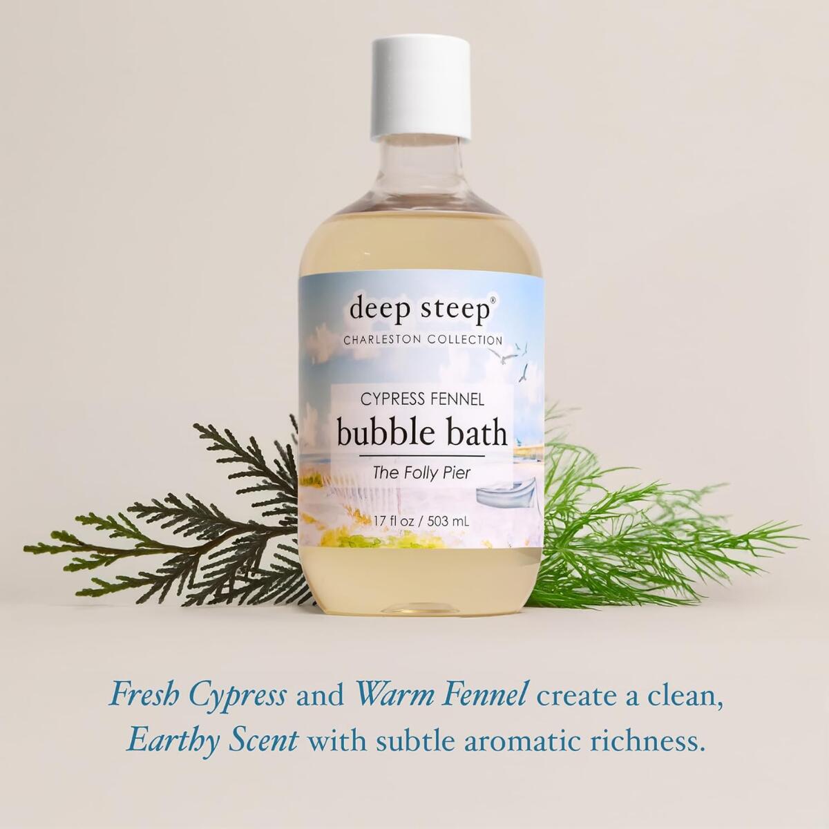 【エクスプレス便】Deep Steep バブルバス 503ml サイプレスフェンネル シアバター アルガンオイル アロエベラ ココナッツオイル 配合 Deep Steep Bubble Bath Cypress Fennel 17 oz 入浴剤