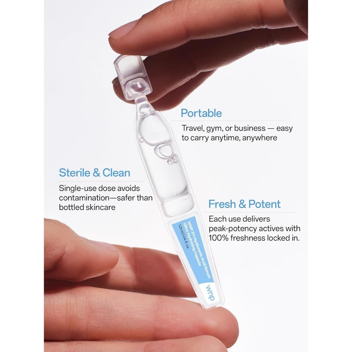 【エクスプレス便】WNP ヒアルロン酸セラム 高保湿美容液 30回分 1.2 ml/本 WNP Hyaluronic Acid Serum 3% for Face Ultra Hydrating Anti-Aging Serum Single-Use Vials 30PCS