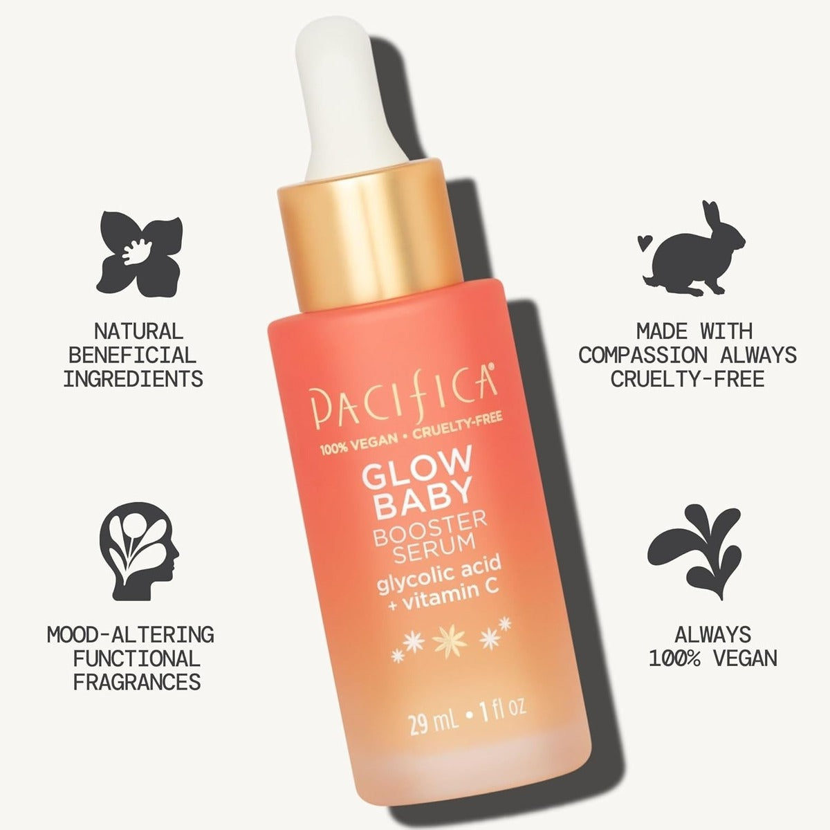 【追跡可能海外メール便】Pacifica ビタミンC フェイスセラム Glow Baby Booster 29ml グリコール酸配合 ブライトニング クリーンビューティー ヴィーガン