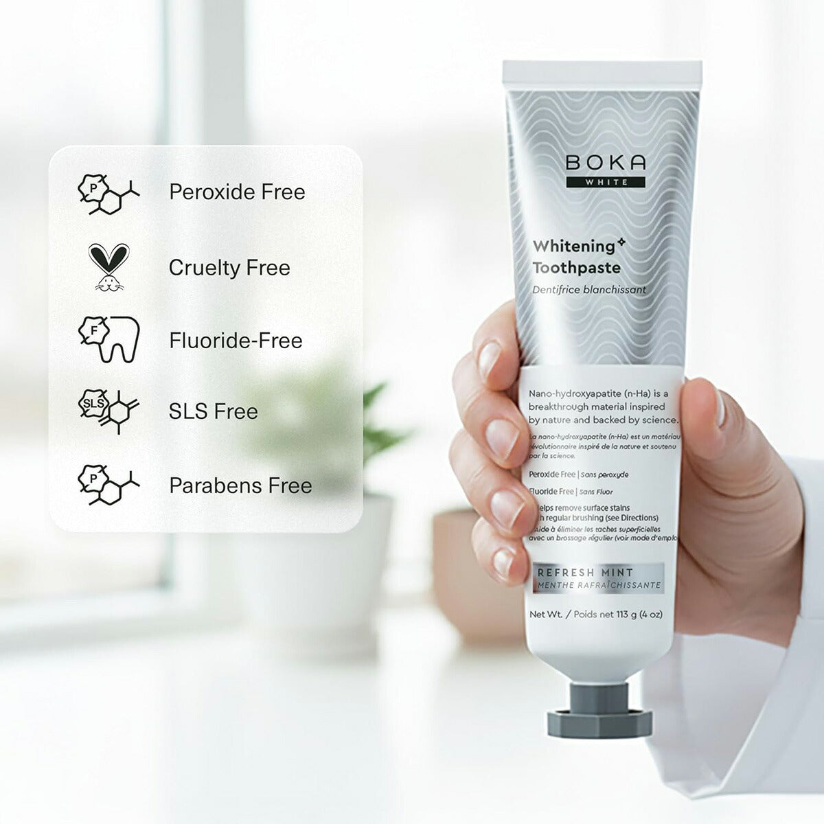 【エクスプレス便】Boka Fluoride Free Toothpaste, Whitening Refresh Mint, 4 Fl Oz 1Pk ボカ フッ素フリー ホワイトニング歯磨き粉 リフレッシュ ミント(113g)フッ素不使用 歯科医推奨 口腔ケア