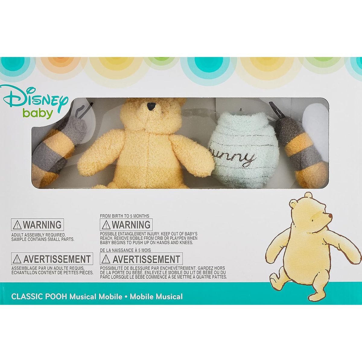 【エクスプレス便】メリー 赤ちゃん ディズニー くまのプーさん 出産祝い プレゼント クラシック プーさん  ハニーポットとミツバチ付き Disney Winnie The Pooh Classic Pooh Ivory, Sage, Butter Musical Mobile with Hunny Pot and Bees