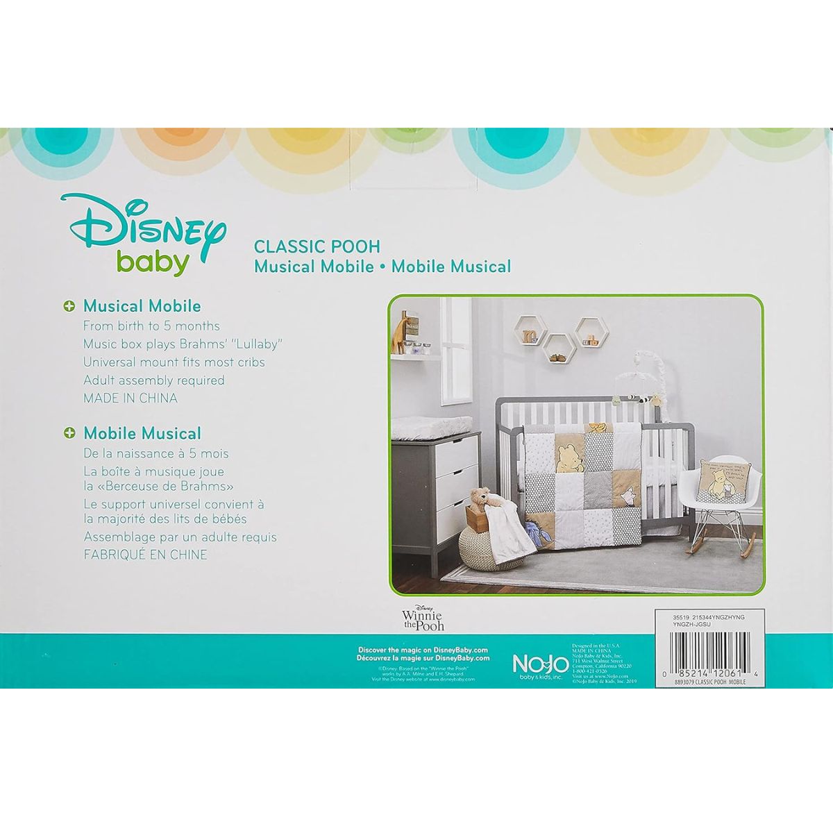 【エクスプレス便】メリー 赤ちゃん ディズニー くまのプーさん 出産祝い プレゼント クラシック プーさん  ハニーポットとミツバチ付き Disney Winnie The Pooh Classic Pooh Ivory, Sage, Butter Musical Mobile with Hunny Pot and Bees