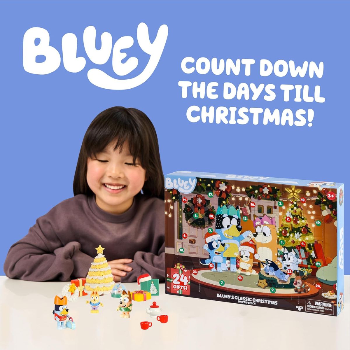 【エクスプレス便】Bluey(ブルーイ)グッズ アドベントカレンダー 24日間のサプライズ! クリスマス プレゼント フィギュア・アクセサリー・ステッカー・ミニツリー付き【クリスマス限定】  Bluey Toys for Girls and Boys, 24 Days of Surprises, Kids Advent Calendar