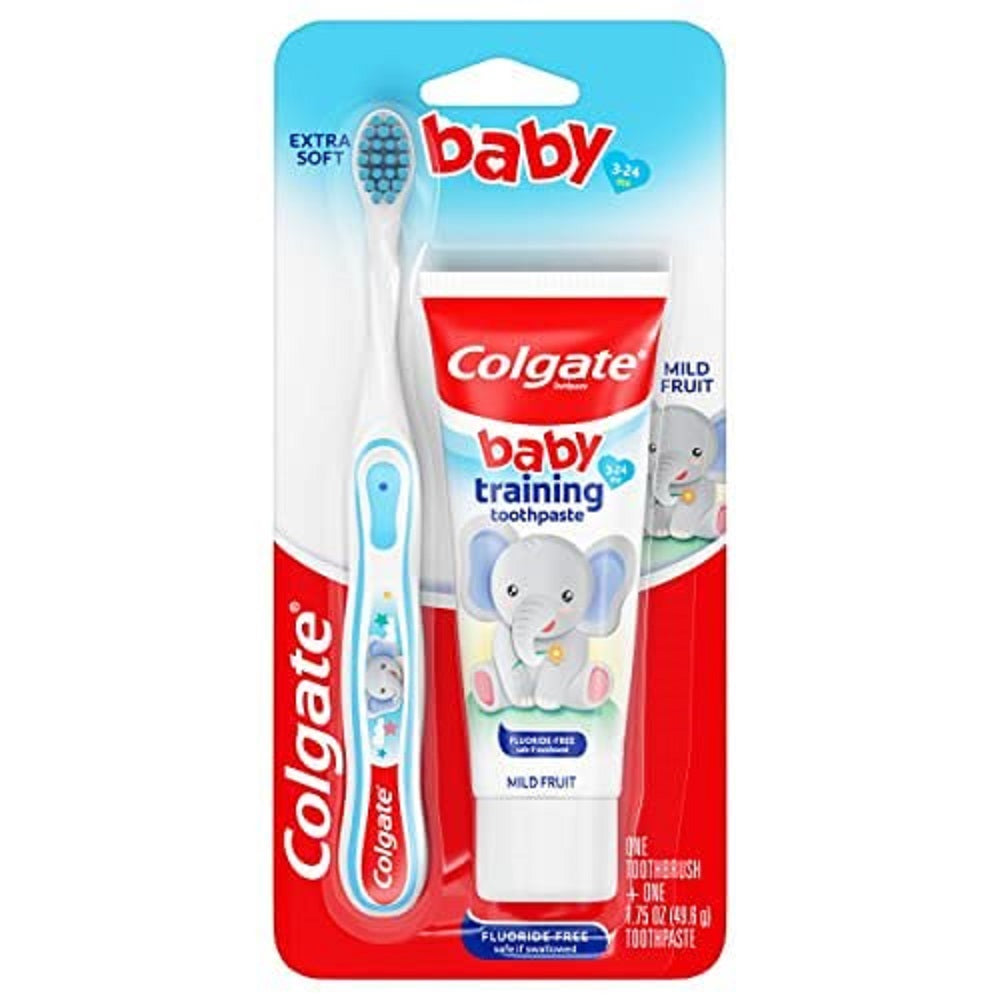 【追跡可能海外メール便】Colgate Baby Training Toothpaste and Toothbrush Kit, Mild Fruit Flavor Set for Ages 3-24 Months<br>コルゲート ベビートレーニング歯磨きセット マイルドフルーツフレーバー<br>生後3~24か月 赤ちゃん用 子ども用 歯磨きセット