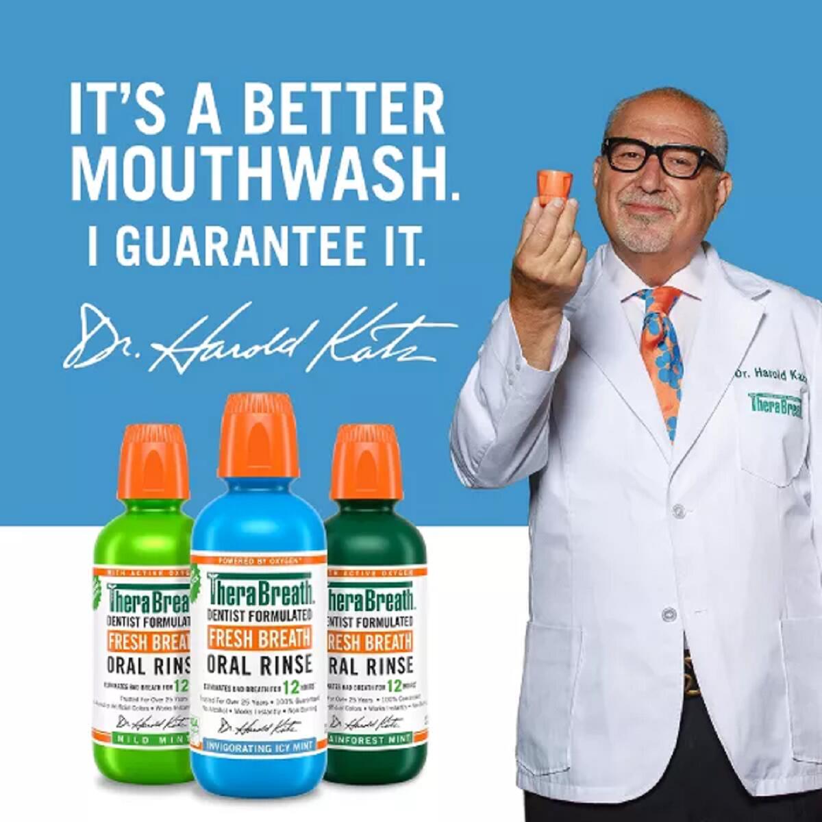 【エクスプレス便】 TheraBreath Fresh Breath Mouthwash, Icy Mint, Alcohol-Free, 16 Fl Oz<br>セラブレス フレッシュブレス マウスウォッシュ アイシーミント<br>口内洗浄 口臭対策 アルコールフリー