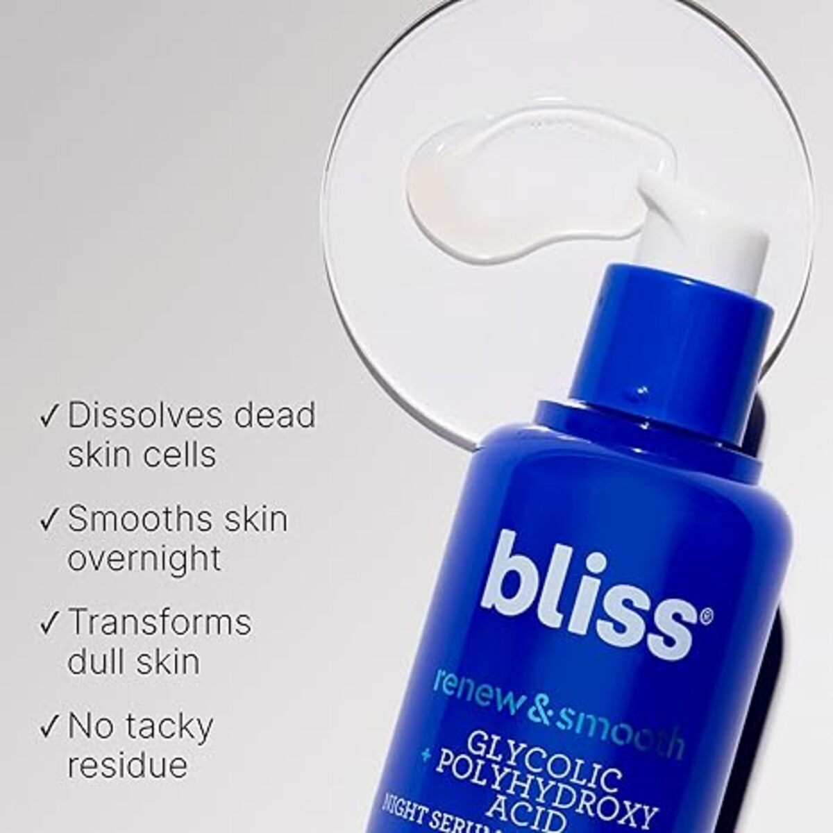 【追跡可能海外メール便】bliss Renew & Smooth Night Glycolic Acid Serum 1oz ブリス リニュー&スムース ナイト グリコール酸セラム 30ml ブライトニング 美容液 夜用 古い角質ケア ハリ 保湿