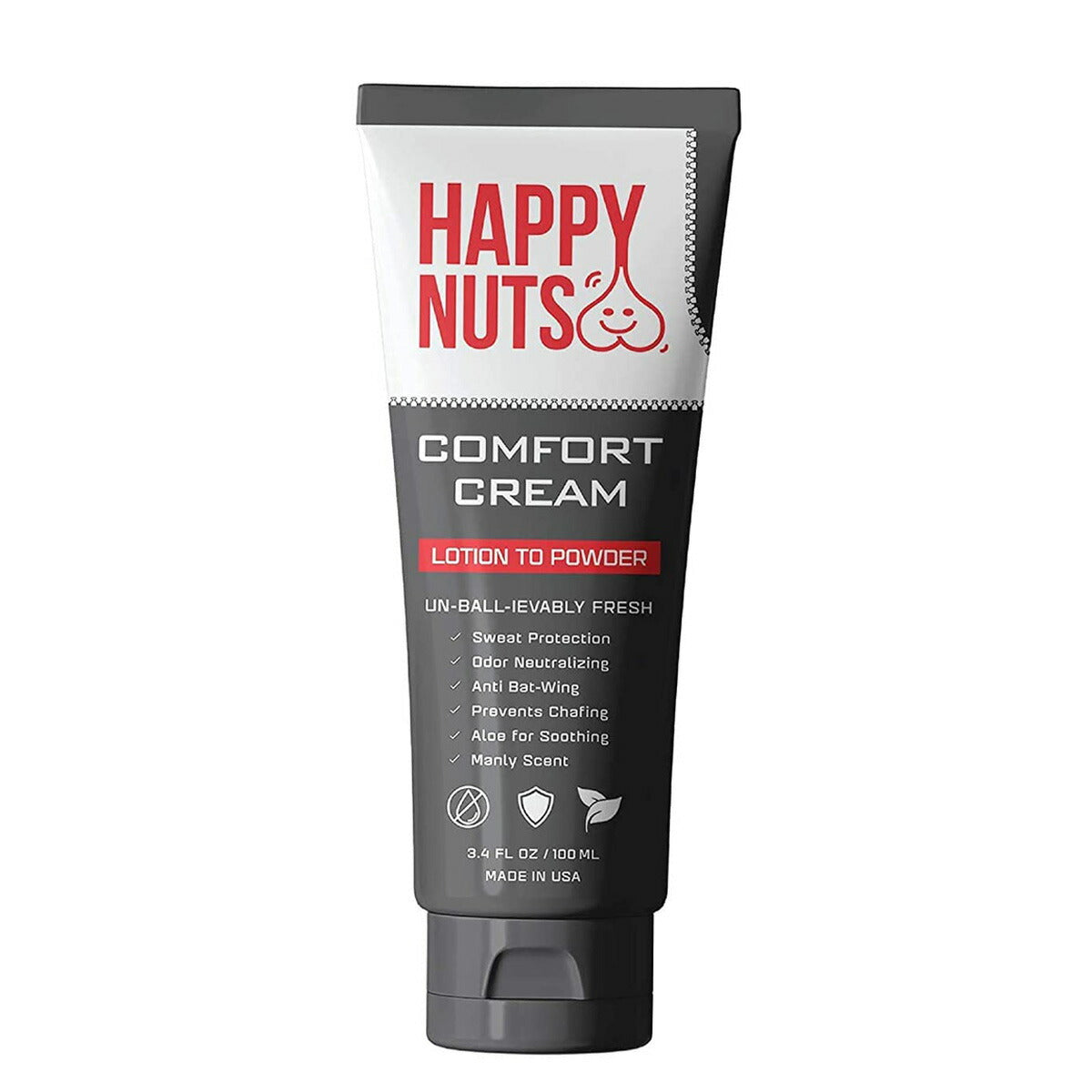 【追跡可能海外メール便】Happy Nuts Comfort Cream 3.4 Fl Oz 男性用 デリケートゾーン クリーム 気になる匂いに Men's Deodorant | Anti-Chafing, Sweat Defense & Odor Control