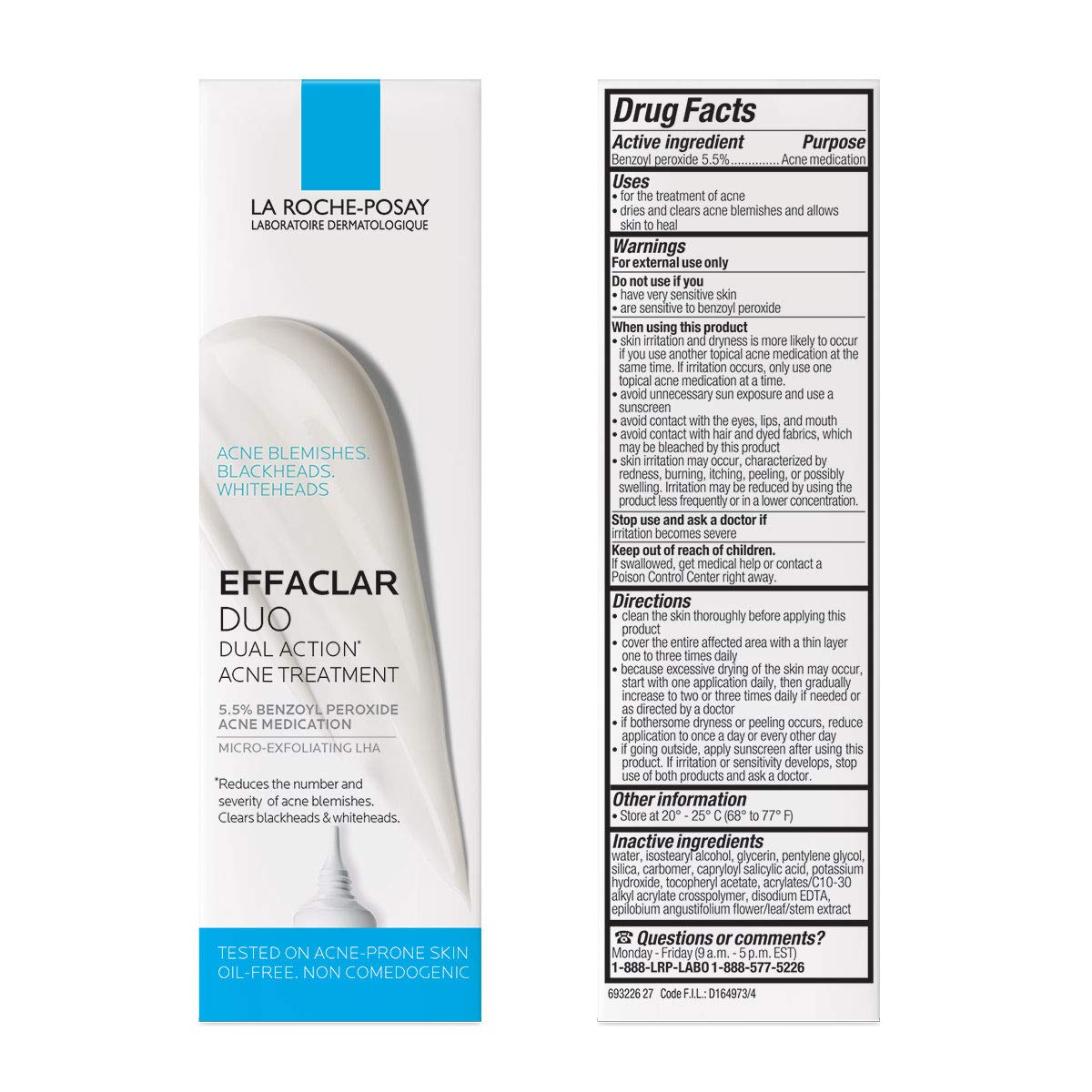 【追跡可能海外メール便】La Roche-Posay Effaclar Duo Dual Action Acne Spot Treatment Cream 0.7oz ラロッシュポゼ エファクラデュオデュアルアクションアクネスポットトリートメント 20ml