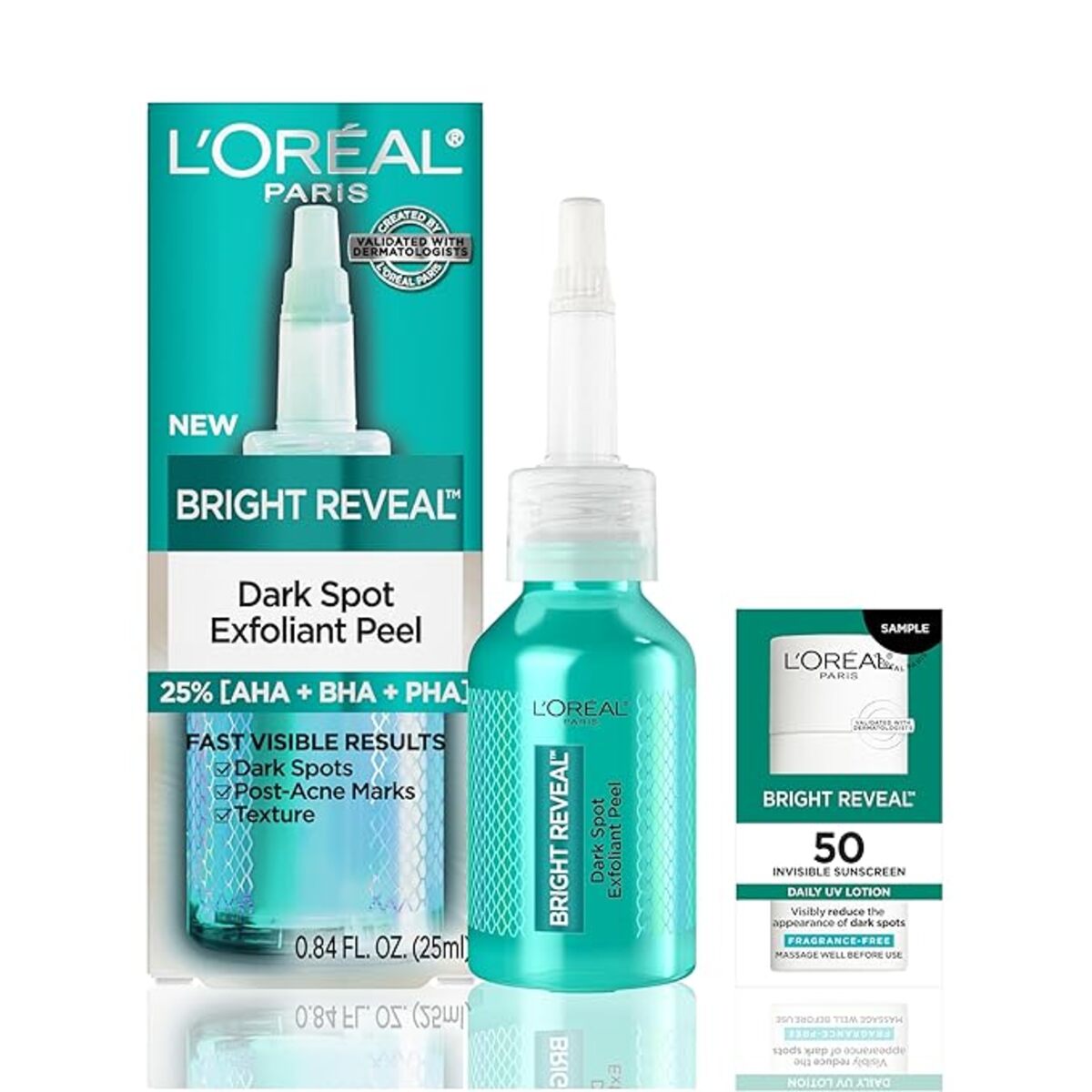 【追跡可能海外メール便】ロレアルパリ ブライトニング 角質除去 ピーリング L'Oreal Paris Bright Reveal Dark Spot Exfoliant Peel AHA BHA PHA配合 色素沈着 ダークスポット ニキビ跡 25ml