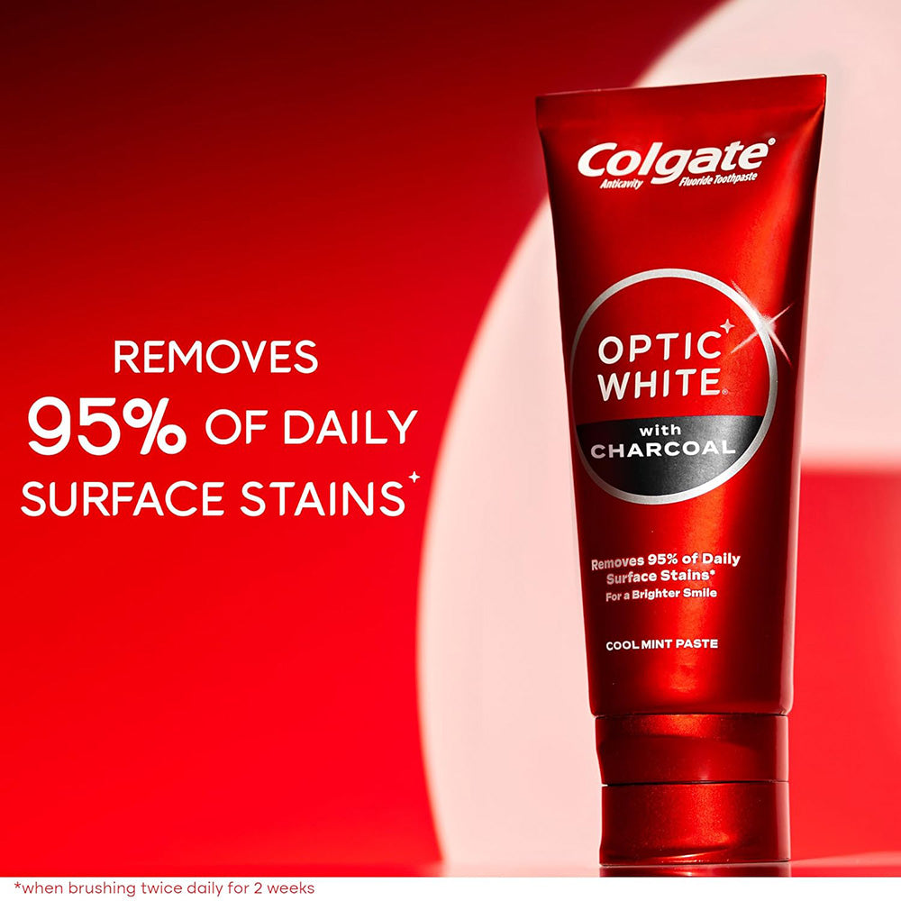 【追跡可能海外メール便】 【お得な2本セット】Colgate Optic White Charcoal Toothpaste for Whitening Teeth with Fluoride Cool Mint 4.2oz (2 Pack) コルゲートチャコールホワイトニング 119g 2本セット ホワイトニング 歯磨き粉