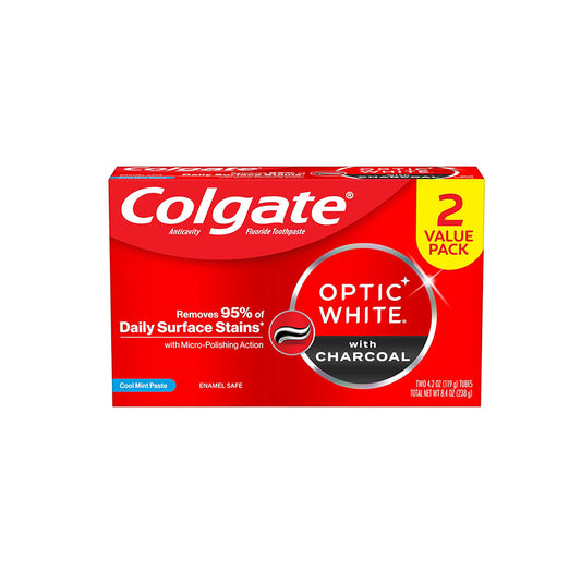 【追跡可能海外メール便】 【お得な2本セット】Colgate Optic White Charcoal Toothpaste for Whitening Teeth with Fluoride Cool Mint 4.2oz (2 Pack) コルゲートチャコールホワイトニング 119g 2本セット ホワイトニング 歯磨き粉