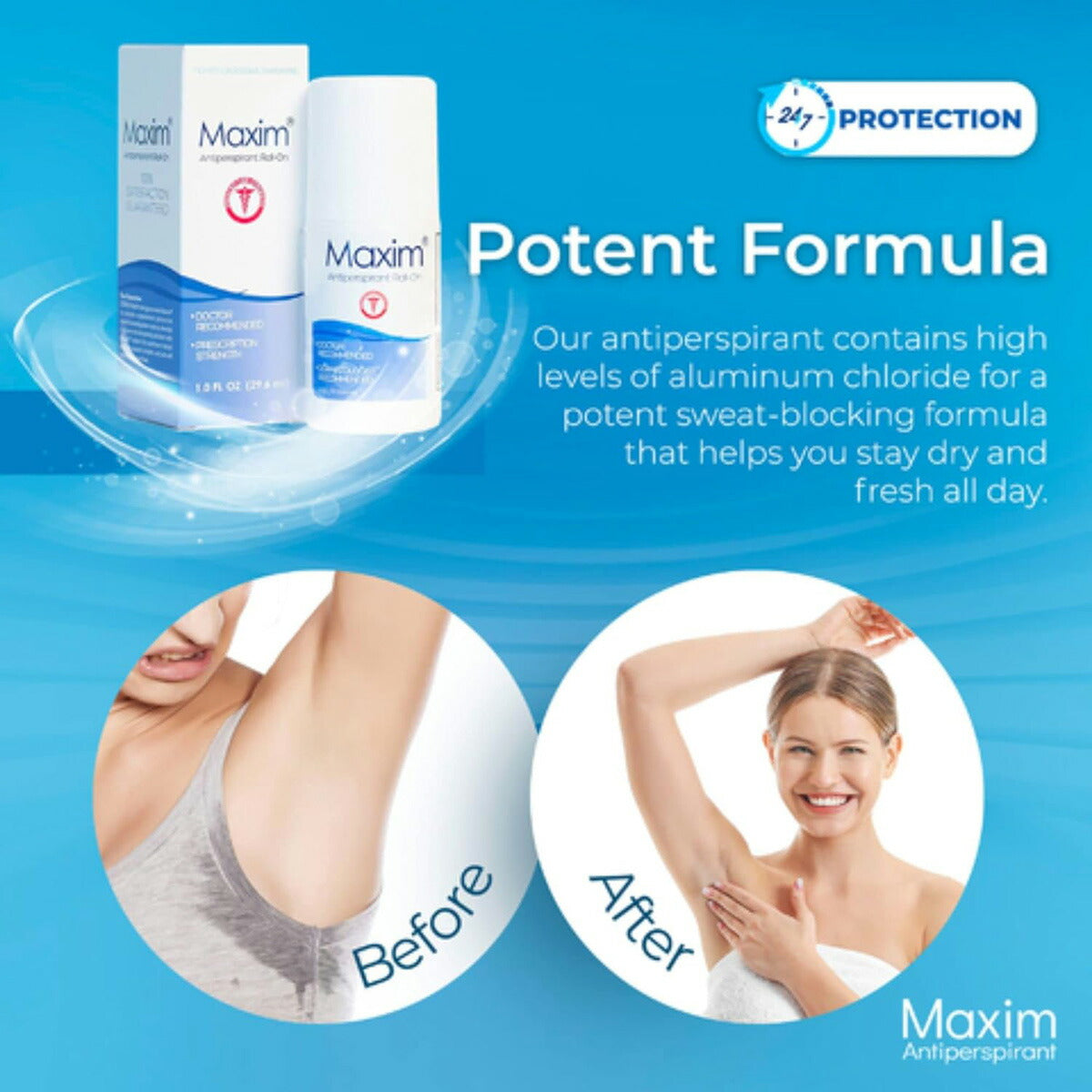 【エクスプレス便】Maxim クリニカルストレンス ロールオン制汗剤 29.6ml Maxim Clinical Strength Antiperspirant 1.0fl oz 汗対策 パースピレックス 汗止め わき汗 制汗剤 海外製品 ワキガ 汗の匂い 汗臭