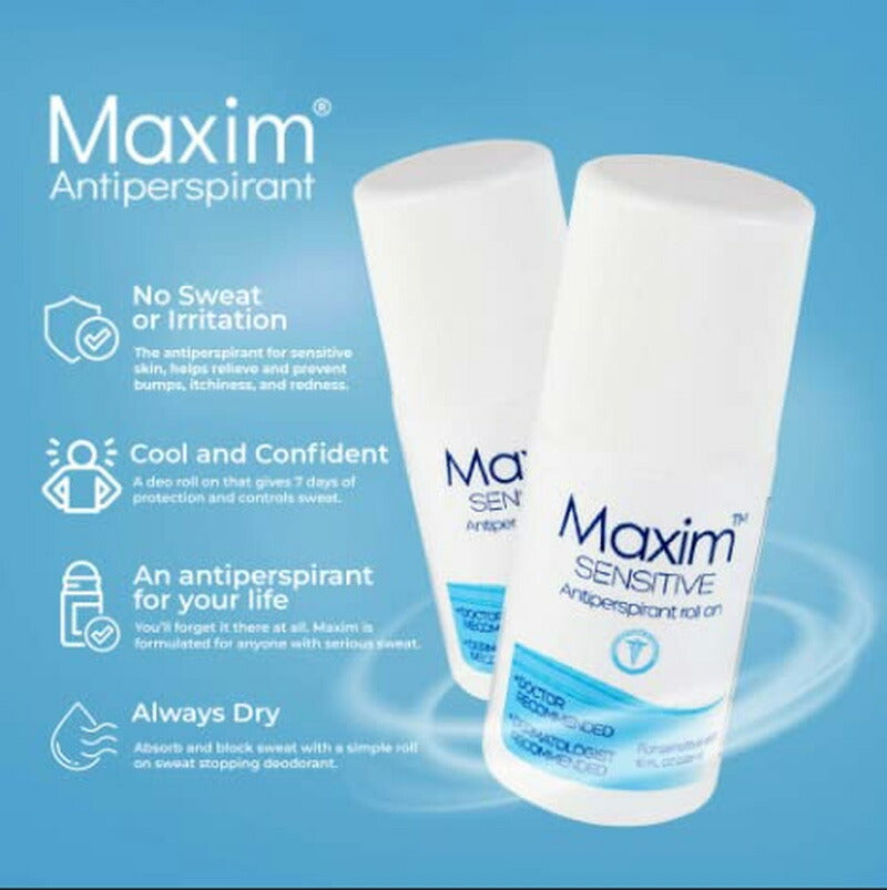 【エクスプレス便】Maxim 敏感肌用 クリニカルストレンス ロールオン制汗剤 29.6ml Maxim Sensitive Clinical Strength Antiperspirant 1.0fl oz 汗対策 パースピレックス 汗止め わき汗 制汗剤 海外製品 ワキガ 汗の匂い 汗臭