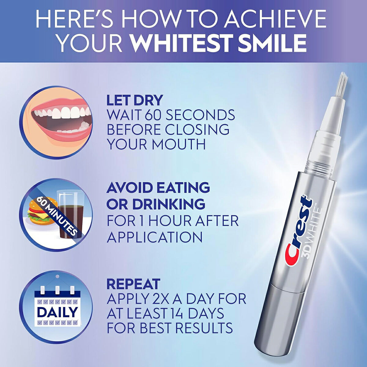 【追跡可能海外メール便】 クレスト ホワイトニング ジェル ペン 4ml Crest 3DWhite Easy-To-Use Whitening Gel Pen, 1 Count 0.13fl oz (4ml) ホワイトニングペン 白い歯 歯のケア