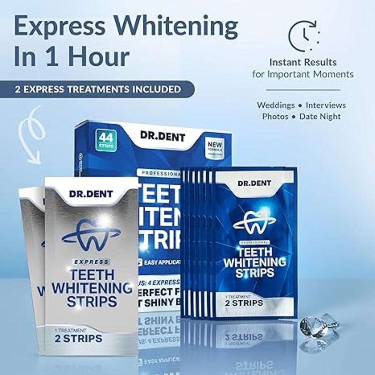 【追跡可能海外メール便】DrDent Professional Teeth Whitening Strips 22 Treatments ドクターデント プロフェッショナル ホワイトニングテープ 22回分(44枚入り) ホワイトニング 白い歯 セルフホワイトニング シートタイプ