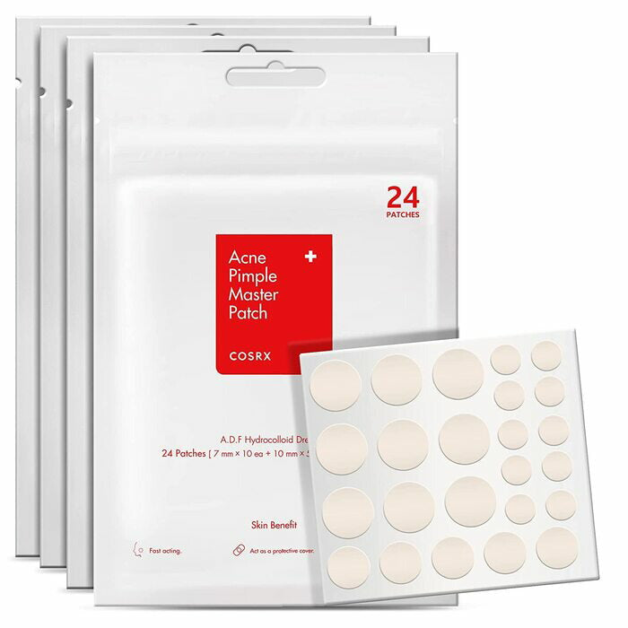 【追跡可能海外メール便】COSRX Acne Pimple Patch 4シート入り (1シート、24パッチ入り) Absorbing Hydrocolloid Spot Treatment Fast Healing 二キビパッチ スポットトリートメント ファストヒーリング ニキビ スポットパッチ ニキビケア
