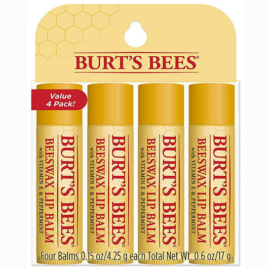 【追跡可能海外メール便】Burt's Bees Beeswax Lip Balm value 4pack バーツビーズリップバーム4本セット 唇の保湿に リップバーム