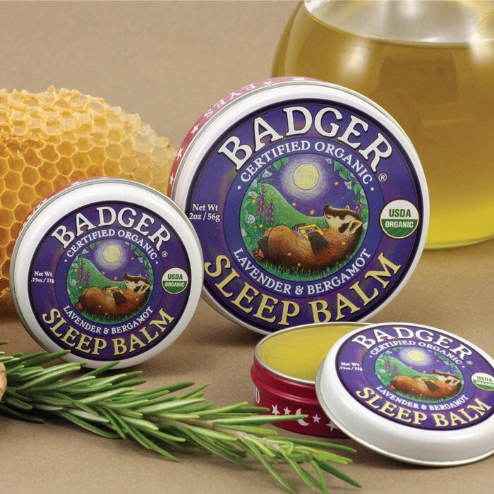 【エクスプレス便】Badger - Sleep Balm, Lavender & Bergamot, Natural Sleep Balm 2oz バジャー - スリープバーム 56g エッセンシャルオイル配合 オイル リラックス ラベンダーアロマ 就寝前 エクスプレス便追跡可