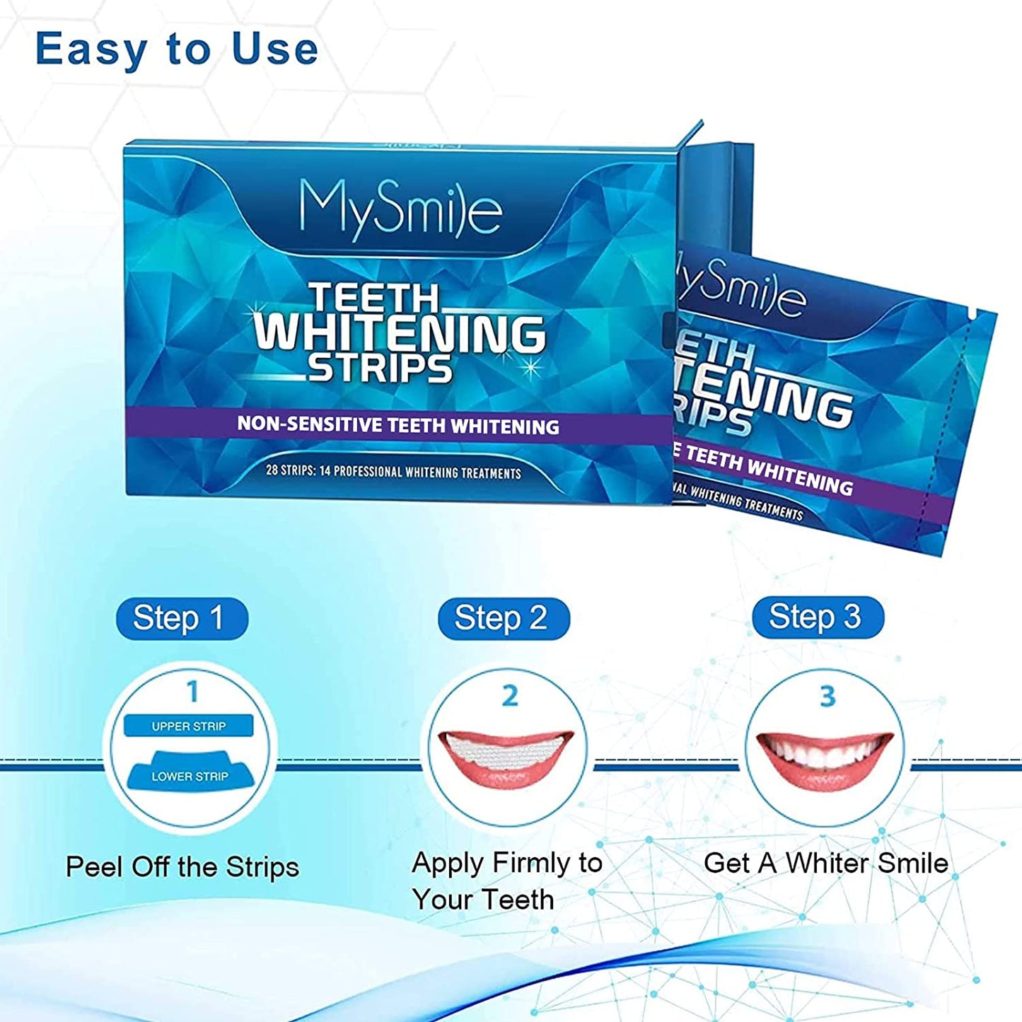 【追跡可能海外メール便】 MySmile Teeth Whitening Strips マイスマイル ホワイトニングテープ 28枚入り 14セット わずか30分でホワイトニング 白い歯 輝く笑顔 2-3トーン明るい歯に