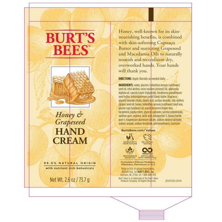 【追跡可能海外メール便】Burt's Bees Hand Cream, Honey & Grapeseed Oil 2.6oz バーツビーズ ハンドクリーム メール便 ハンドクリーム 肌荒れ クリーム ケア ボディケア