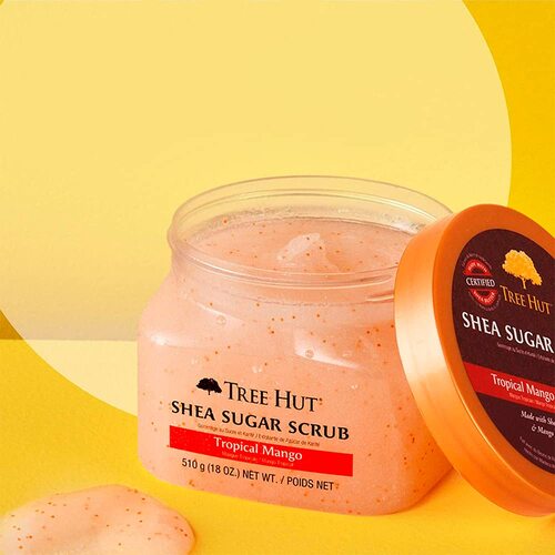 【エクスプレス便】ツリーハット シアシュガースクラブ トロピカルマンゴー 510g Tree Hut Shea Sugar Scrub Tropical Mango, 18oz ウルトラハイドレーティング&エクスフォリエイティングスクラブ
