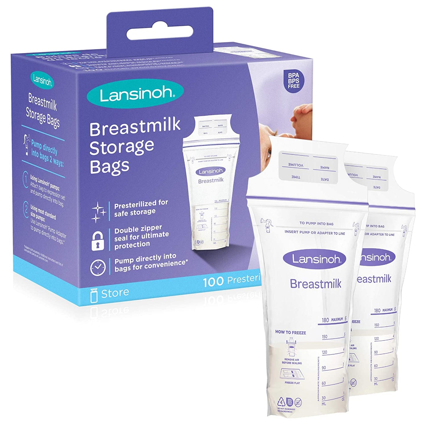 【エクスプレス便】Lansinoh Breastmilk Storage Bags 100 Count ランシノー母乳保存バック 100枚入り 赤ちゃん ベイビー 母乳 授乳用ミルクバッグ