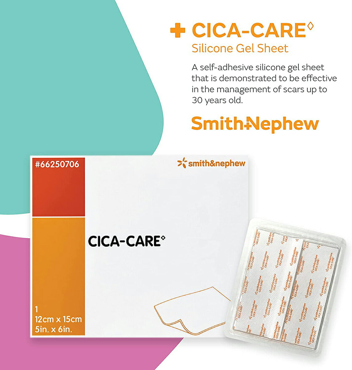 【追跡可能海外メール便】Cica-Care Silicone Gel Adhesive Sheet 5" x 6" シカケア シリコンジェル 12cm × 15cm傷跡を目立たなく シカケア