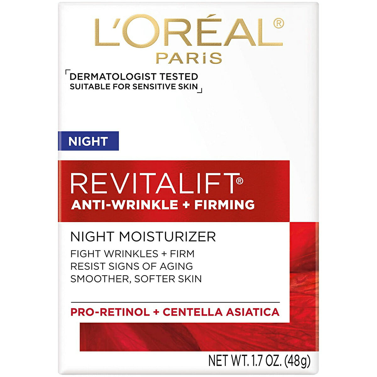 【追跡可能海外メール便】L'Oreal Paris Skincare Revitalift Night Cream 1.7oz ロレアルパリ レバイタリフト プロレチノール配合 夜用クリーム スキンケア