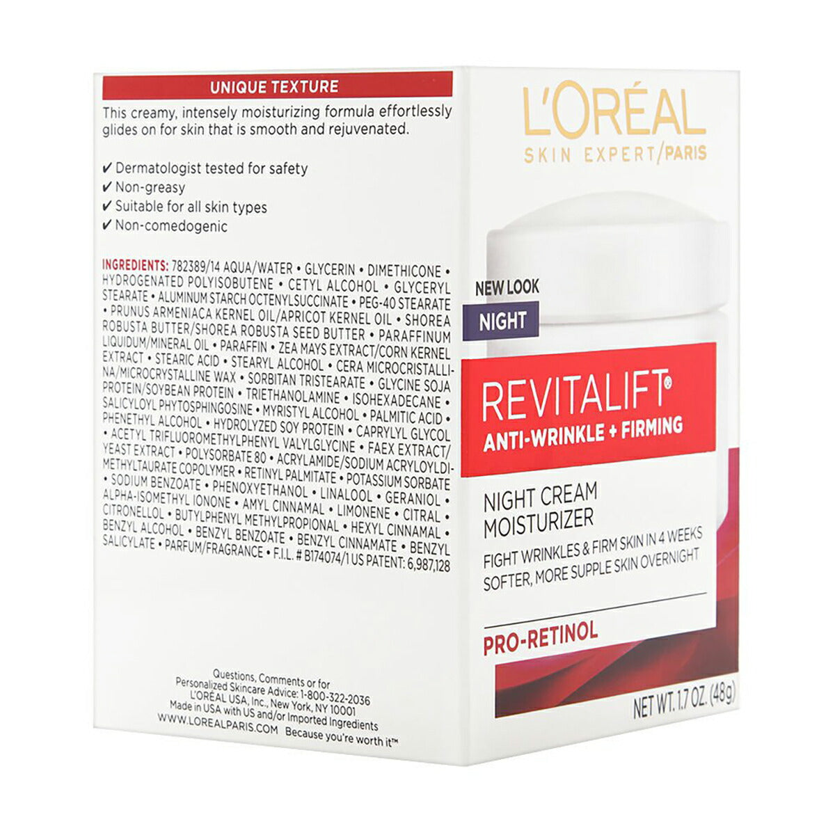 【追跡可能海外メール便】L'Oreal Paris Skincare Revitalift Night Cream 1.7oz ロレアルパリ レバイタリフト プロレチノール配合 夜用クリーム スキンケア